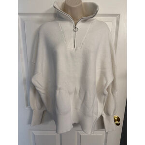 ANRABESS women's oversized quarter-zip slouchy sweater off-white M